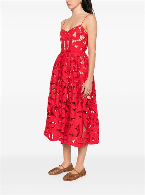Midi Dress with Bow SELF PORTRAIT | PF25013MRED